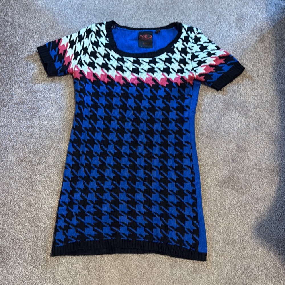 Colorful Houndstooth Knit Tunic